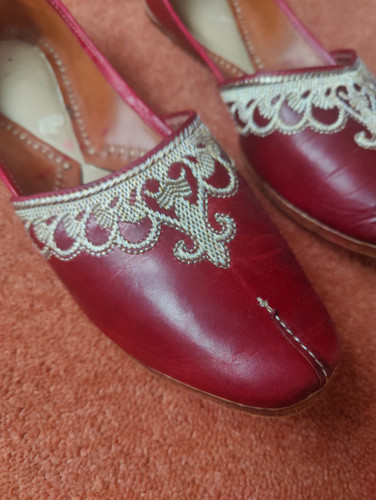 Vintage slippers leather hand - leather,