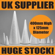 400mm High x 125mm Diameter - POLYSTYRENE CONES - Crafts Decoration Sweet Tree