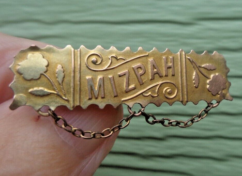 Victorian gold mizpah brooch - victorian,