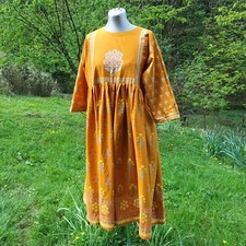 Stunning Vintage Indian Folk Blockprint East Anokhi Style Dress Size 10 12 14