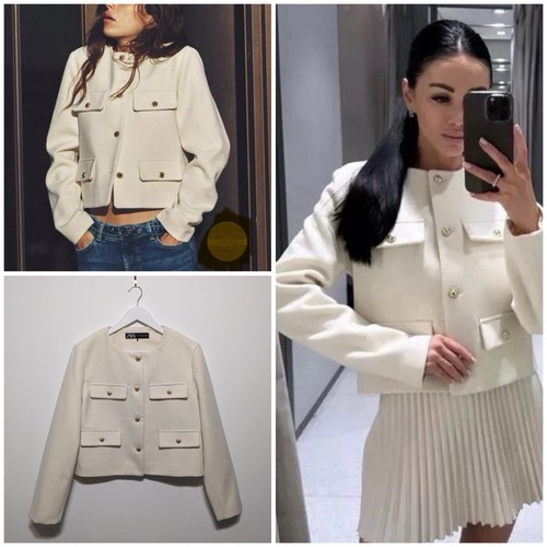 Zara woman cropped blazer with - zara,