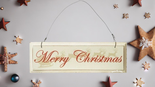 Wooden merry christmas hanging - wooden,