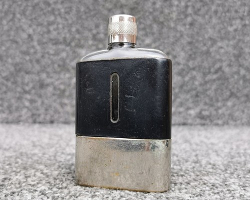 Vintage glass hip flask - glass,