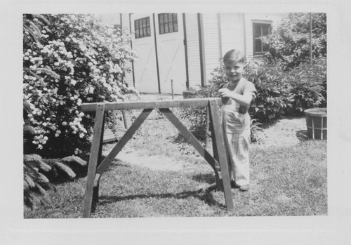 1950s boy wooden - boy, sawhorse