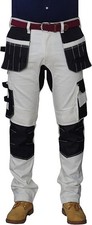 HASHOOB TRADING FZE Men’s Painter Work Trousers Multi Pocket White Trousers