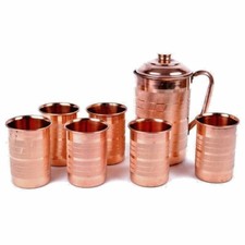 Copper Bedroom Jar Carafe Hammered Water Drinking Bottle Health Benefits 500 ML