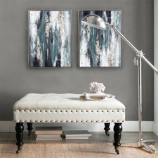 33" Large Square Tufted Ottoman Coffee Table with Casters Wheels for Living Room