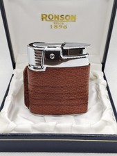 Stunning Leather Bound Ronson Varaflame Cigarette Lighter Windguard Case Working