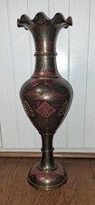 Indian Brass Floral Etched Vase - 61 cm tall - floor standing - 3.16 KG