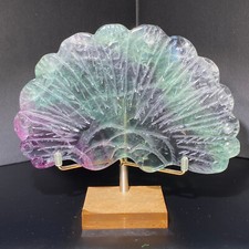 280g Natural Fluorite feather Hand Carved Quartz Crystal decor Reiki gift 1pc