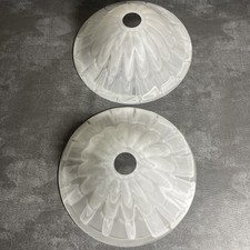 2 Large Vintage Dome Marbled Glass Type Lampshades. 31cms Diameter