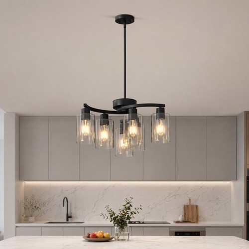 Black pendant 6 light - black,