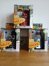 Dr Who Talking Dalek. Product Enterprise.  SET OF 3. UNOPENED. Red. Silver Black
