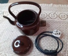 Swan Brand Vintage  Electric Kettle Brown Enamel Working Display Film Prop 