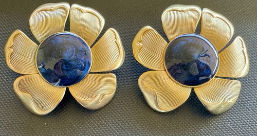 Vintage earrings flower blue - vintage,