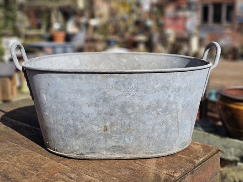 Vintage galvanise metal bath - vintage,