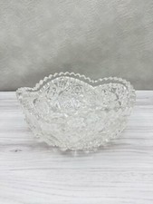American Crystal Bowl Vintage Cut Glass USA Sawtooth USA Serving Punch Dish