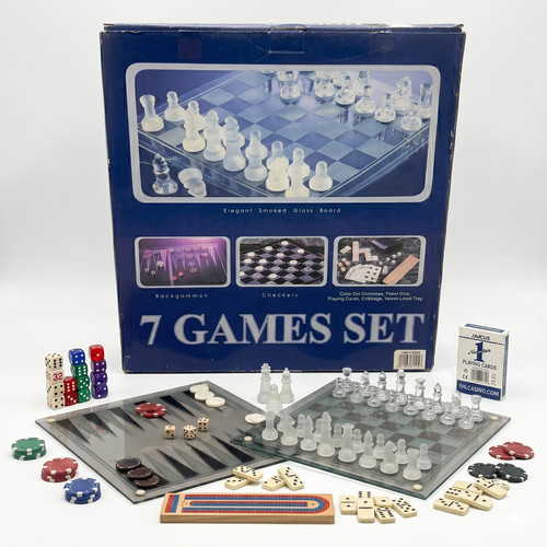 Smoked glass games set - 7,