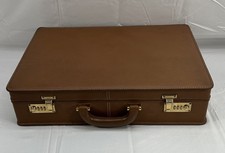 Vintage 80's Gucci Italy Leather Men's Hard Briefcase Attache Lawyer Bag Brown