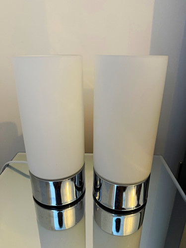 Pair modern white chrome - of, &