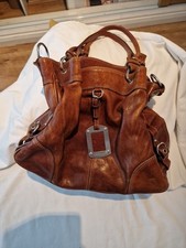 Russell & Bromley Via Repubblica Large Leather Brown Chestnut Slouch Hobo Bag