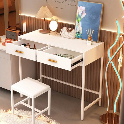 White wooden dressing table - wooden,