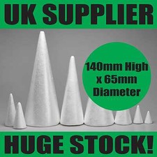 140mm High x 65mm Diameter - POLYSTYRENE CONES -  Crafts Decoration Sweet Tree