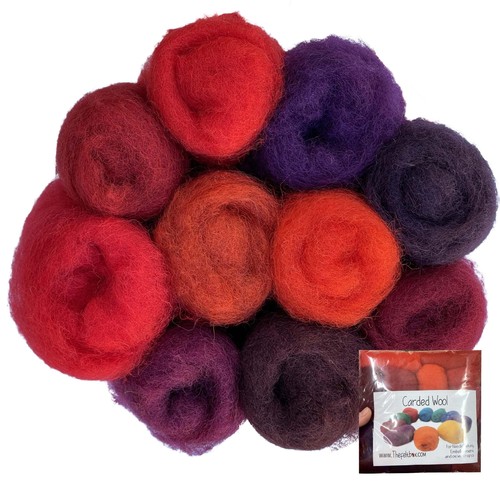 100g 5oz red roving wool - red,