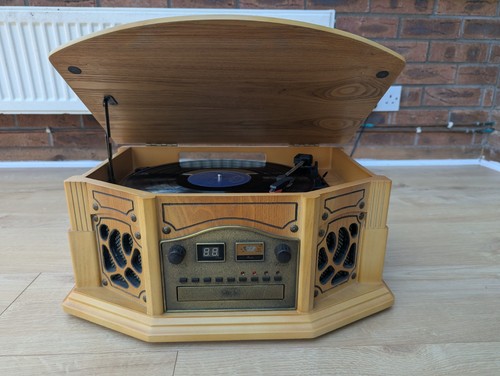 Vintage wooden record player - vintage,