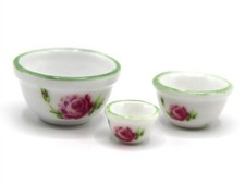 Dolls House Bowls x 3 Rosebud