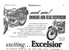 1954 Advert for EXCELSIOR