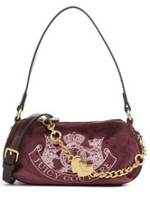 Juicy Couture Bag Twig Dog Hobo Velvet Burgundy Y2K Crossbody RRP £135 BNWT
