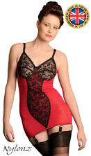   Viva Powermesh Corselette / Full Girdle / Body Briefer 6 Strap RED - NYLONZ UK