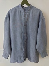 Shirin Guild Shirt 100% Linen Grey High Collar Statement Pocket Size 10-12-14