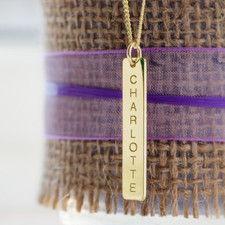 9ct Gold Plated Personalised Ingot Style Rectangle Bar Pendant Chain Option Gift