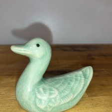 Chinese Celadon Glaze Mandarin Duck Figurine Design Green 2inches long