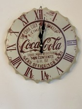 Coca Cola Coke  30cm Wall CLOCK Display Sign Metal Bottle Top Bar Pub Bar