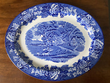 VINTAGE Enoch WOODS WARE English Scenery blue /white serving dish platter plate