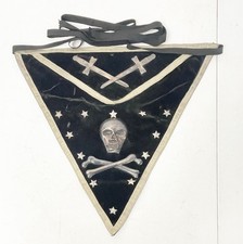 Antique Masonic Freemason Skull & Cross Bones Black Apron ~ Free Shipping