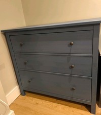 Blue stain IKEA Hemnes chest of 3 drawers