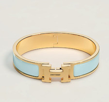 Brand New, Baby Blue (Bleu Polaire) Hermes Clic Clac bracelet (GM size)