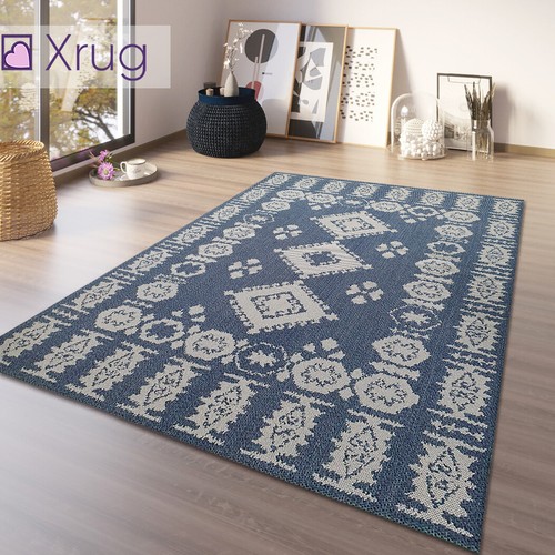 Navy blue rug 100 cotton - blue,