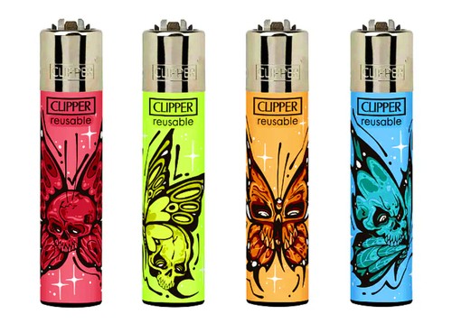 Colourful skulls butterflies - colourful,