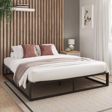 Black Metal Loft Bed Urban Platform Bed - 4ft 6 Double size apartment spare room