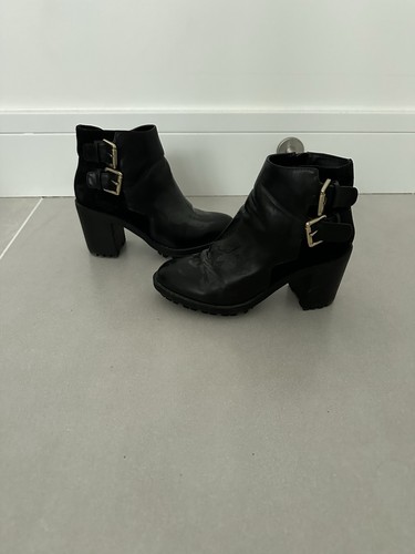 Zara black leather ankle - zara,