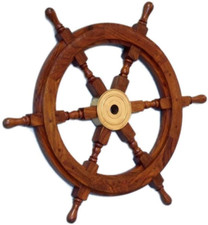 18" Durable Wooden Brass Ship Wheel