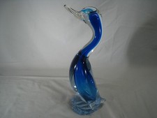 murano Art Glass Duck Figurine Hand Blown Cased Sommerso Style Sculpture Bird