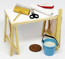 Dolls House Filled Decorators Paste Trestle Table 1:12 Scale Furniture KM tumdee