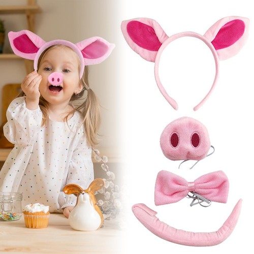 Soft fabric 4pcs pink pig - fabric, ears