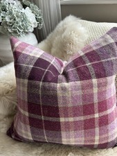 Laura Ashley Plaid Pure Wool Cushion Cover Mulholland Check Berry Immaculate